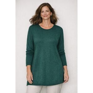 J.Jill Washable Merino Wool Sweater Forest Green Crewneck Size Large Tall